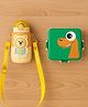 Badal Kidz Carnival Super Dino Lunch Box 2 Layer Stainless Steel Lunch Box and 1 plastic School Sipper - Green , Brown