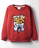 Ollypop Fleece Knit Full Sleeves Sweatshirt With Text Print - Red