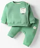 Ollypop Fleece Knit Full Sleeves Co-Ord Winter Wear Suit Set with Home Vibes Embroidery - Rust Orange