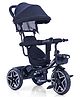 Zoomster Plug & Play Tricycle with Parental Push Handle & Foldable Canopy - Black| Safe & Durable| Easy to Assemble| Removable Cushion Seat| Foldable Footrest| Removable Safety Rail| Smooth Wheels