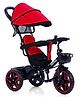 Zoomster Plug & Play Tricycle with Parental Push Handle & Foldable Canopy - Red| Safe & Durable| Easy to Assemble| Removable Cushion Seat| Foldable Footrest| Removable Safety Rail| Smooth Wheels