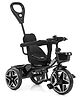 Babyhug Plug & Play Tricycle with Parental Push Handle & Cushion Seat - Black| High Backrest| Non-slip Pedals| Removable Safety Bar| Foldable Footrest| Puncture Proof Wheels