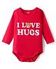 Babyhug 100% Cotton Interlock Knit Full Sleeves Onesie with I Love Hugs & Teddy Print - Red
