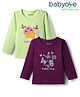 Babyoye 100% Cotton With Eco Jiva Finish Full Sleeves T-Shirts with Floral & Butterfly Print Pack of 2 - Light Green & Wine