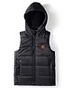 Pine Kids Woven Sleeveless Solid Hooded Padded Jacket - Black