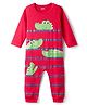 Babyhug 100% Cotton Interlock Knit Full Sleeves Romper with Croco Print - Red