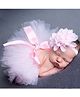 Babymoon Tutu Skirt With Headband Floral Applique - Pink