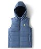 Pine Kids Woven Sleeveless Solid Color Hooded Padded Jacket - Blue