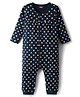 Babyhug 100% Cotton Interlock Knit Full Sleeves Romper with Polka Dot Print - Navy Blue