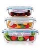 AGARO Borosilicate Glass Containers Set of 3 (370ml, 640ml, 1040ml), Oven, Microwave, and Freezer Safe, Scratch Resistant  Transparent
