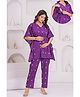 CeleBravo Cotton Woven Half Batwing Sleeves Bandhani Printed Maternity Ethnic Kaftan Style Kurta With Nursing Access & Pant Set - Purple