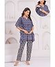 CeleBravo Cotton Woven Half Batwing Sleeves Floral Printed Maternity Ethnic Kaftan Style Kurta With Nursing Access & Pant Set - Purple
