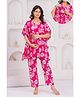 CeleBravo Cotton Woven Half Batwing Sleeves Floral Printed Maternity Ethnic Kaftan Style Kurta With Nursing Access & Pant Set - Pink