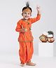 Dapper Dudes Janmashtami Theme Full Sleeves Lord Krishna Costume Set - Orange