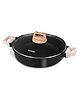 AGARO Imperial Granite Non Stick Kadai, 2.8L / 24cm, Deep Frying Pan with Glass Lid, Cast Aluminium  Dark Grey