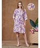 Lovely Mom's Rayon Woven Three Fourth Sleeves Floral Printed Maternity Dress With Nursing Access - Lavender
