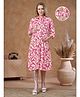 Lovely Mom's Rayon Woven Three Fourth Sleeves Floral Printed Maternity Dress With Nursing Access - Pink