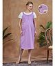 Lovely Mom's Oxford Woven Half Sleeves Cut & Sew Maternity Dress With Nursing Access - Lavender