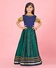 Aarika Silk Woven Cold Shoulder Half Sleeves Gota Lace Embellished Lehenga Choli Set - Navy Blue & Dark Green