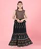 Aarika Cotton Woven Sleeveless Floral Foil Printed Lehenga Choli Set - Black
