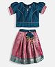 Aarika Silk Woven Half Sleeves Floral Printed Gota Lace Embellished Lehenga Choli Set - Teal Blue & Pink