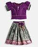 Aarika Silk Woven Half Sleeves Floral Printed Gota Lace Embellished Lehenga Choli Set - Purple & Green