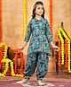 Aarika Cotton Woven Three Fourth Sleeves Paisleys Printed Sequins Embellished Kurta Harem Pant Set - Sea Green