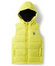 Pine Kids Woven Sleeveless Solid Color Padded Hooded Jacket - Lemon
