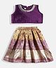Aarika Silk Woven Sleeveless Paisleys Printed Gota Lace Embellished Lehenga Choli Set - Purple & Gold