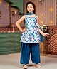 Aarika Cotton Blend Woven Sleeveless Floral Printed Gota Lace Embellished Kurta Patiala With Dupatta Set - Blue