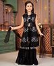 Aarika Georgette Woven Sleeveless Leaves Shaped Sequin Embellished Top Sharara With Dupatta & Shrug Set - Black
