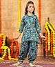Aarika Cotton Woven Three Fourth Sleeves Paisleys Printed Sequins & Gota Lace Embellished Coordinating Kurta Patiala Set - Sea Green
