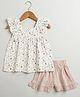 Sweetlime by A.S Organic Cotton Woven Sleeveless Leaves Printed Top & Shorts Set - White