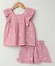 Sweetlime by A.S Organic Cotton Woven Sleeveless Floral Embroidered Top & Coordinating Shorts Set - Pink