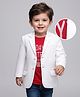 Babyhug Knit Full Sleeves Solid Color Blazer with T-Shirt - White & Red