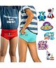 THE COVER UP PROJECT Modal Knit Pack Of 2 Solid Briefs With Space Theme Iron Prints - Red & Light Blue