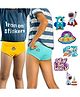 THE COVER UP PROJECT Modal Knit Pack Of 2 Solid Briefs With Space Theme Iron Prints - Yellow & Light Blue