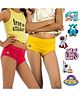 THE COVER UP PROJECT Modal Knit Pack Of 2 Solid Ultra Soft Panties With Space Theme Iron Prints - Red & Yellow