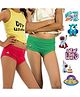 THE COVER UP PROJECT Modal Knit Pack Of 2 Solid Panties With Space Theme Iron Prints - Red & Green