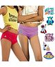 THE COVER UP PROJECT Modal Knit Pack Of 2 Solid Panties With Space Theme Iron Prints - Red & Lilac