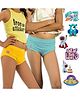 THE COVER UP PROJECT Modal Knit Pack Of 2 Solid Panties With Space Theme Iron Prints - Yellow & Light Blue