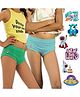 THE COVER UP PROJECT Modal Knit Pack Of 2 Solid Panties With Space Theme Iron Prints - Green & Light Blue