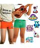 THE COVER UP PROJECT Modal Knit Pack Of 2 Solid Boxers With Space Theme Iron Prints - Orange & Green