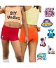 THE COVER UP PROJECT Modal Knit Pack Of 2 Solid Ultra Soft Boy Shorts With Space Theme Iron Prints - Red & Orange