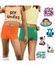 THE COVER UP PROJECT Modal Knit Pack Of 2 Solid Boy Shorts With Space Theme Iron Prints - Orange & Green
