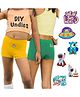 THE COVER UP PROJECT Modal Knit Pack Of 2 Solid Seamless Boy Shorts With Space Theme Iron Prints - Yellow & Green