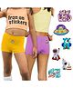 THE COVER UP PROJECT Modal Knit Pack Of 2 Solid Itch Free Boy Shorts With Space Theme Iron Prints - Yellow & Lilac