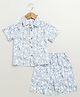 Sweetlime By A.S Cotton Woven Half Sleeves Fruits Printed Coordinating Shirt & Shorts Set- Blue
