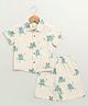 Sweetlime By A.S Cotton Woven Half Sleeves Frogs Printed Coordinating Shirt & Shorts Set - Beige