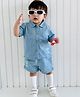 Sweetlime by A.S Cotton Woven Half Sleeves Koala Printed Shirt & Coordinating Shorts Set - Blue